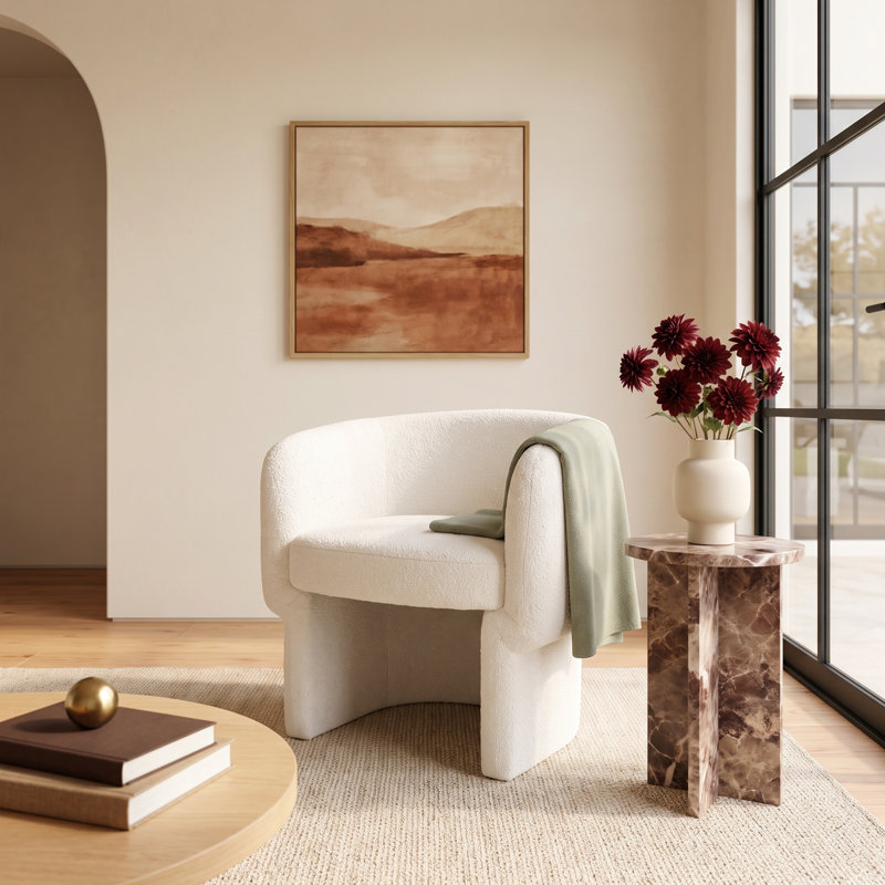 Cambry Upholstered Barrel Chair, Ivory Boucle