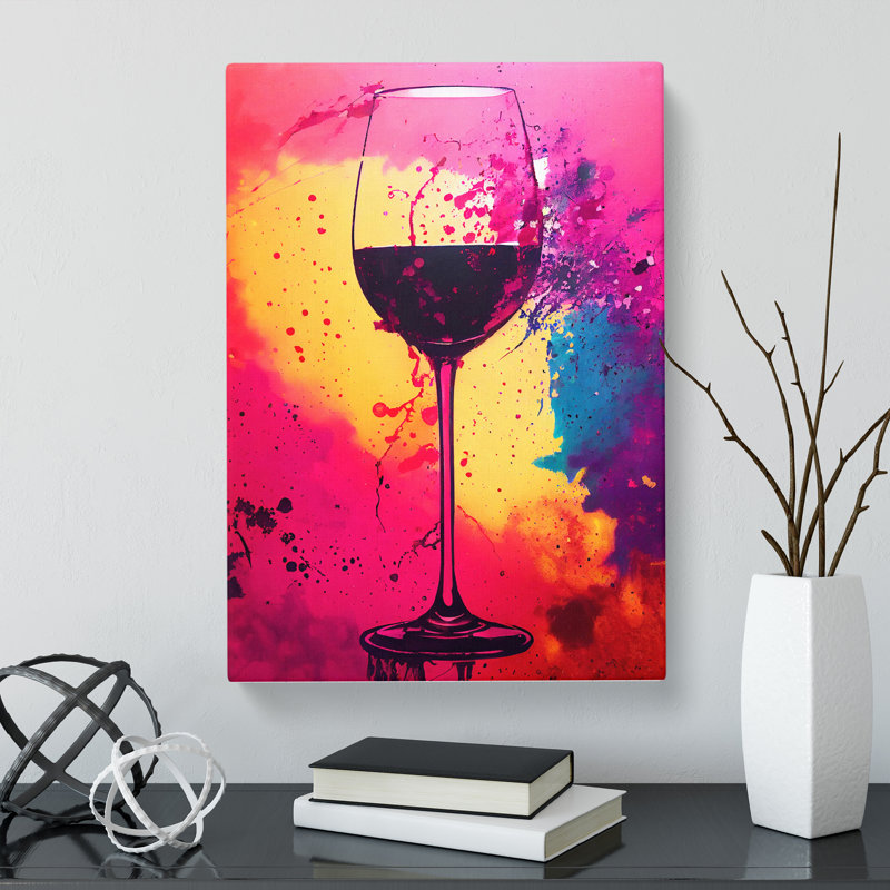 CAN-V0523-2887X Wine Paint Splatter Style - Wrapped Canvas Print, 60cm H x 40cm W