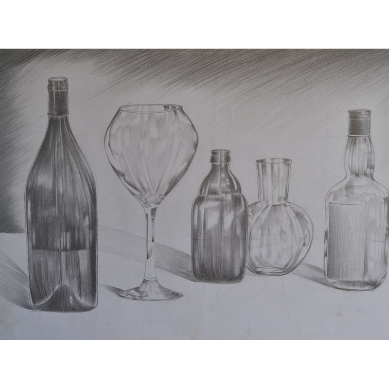 «Charcoal Still Life» - Reproduction de dessin sur toile tendue, H 12 po x l 16 po x P 1 po
