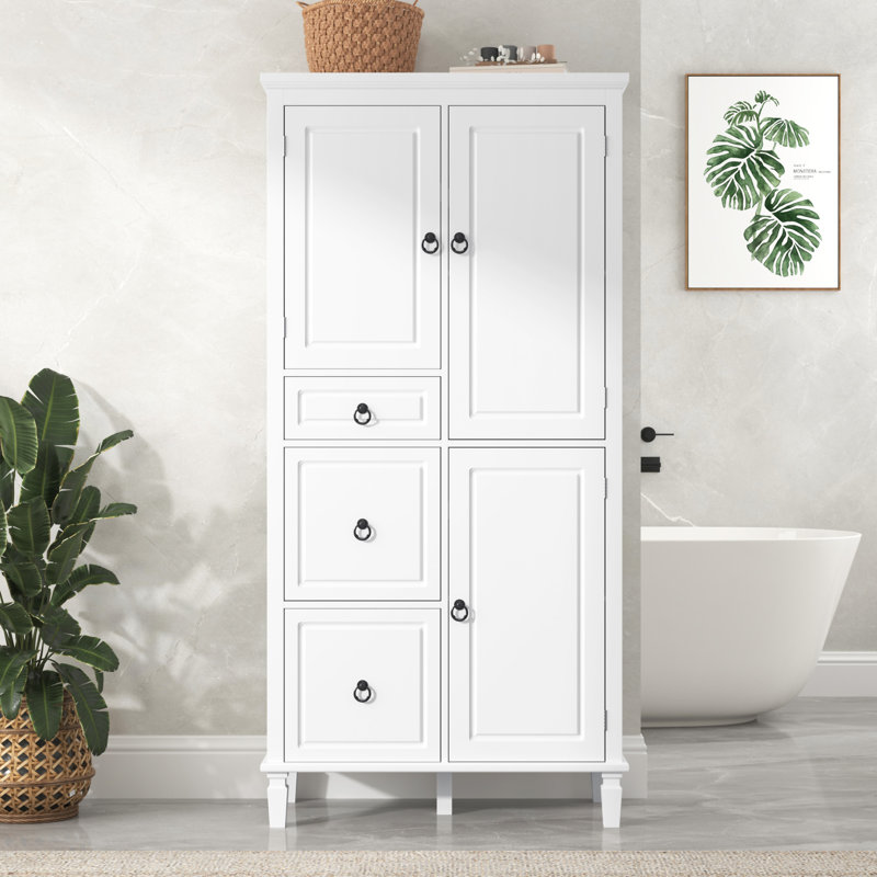 Armoire de rangement rétro multifonctionnelle avec tablettes réglables
