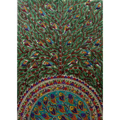 Suspension murale en laine pacifique madhubani painting