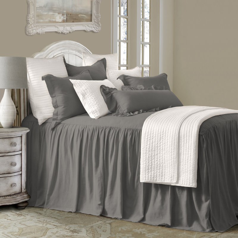 Taupe King Microfiber Bedspread Set with Frills