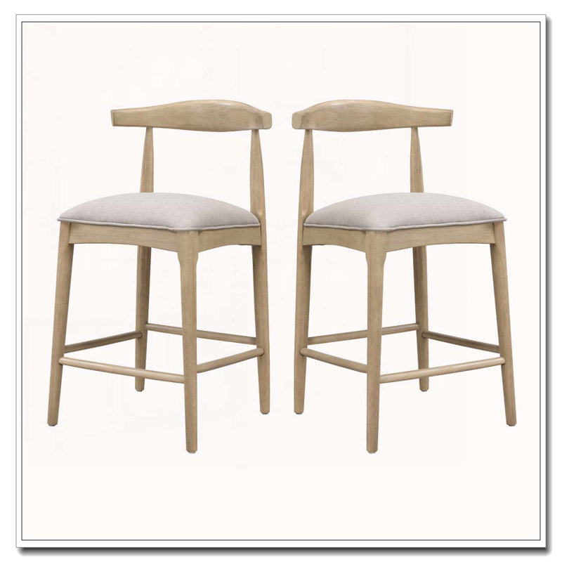 Tabouret de bar en bois, Tabouret de comptoir (siège d'une hauteur de 26,5, Gris / Brun