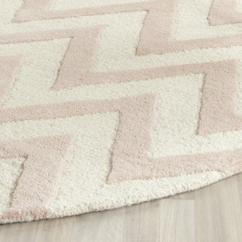 Sanyla Hand Tufted Wool Chevron Rug, Round 6'