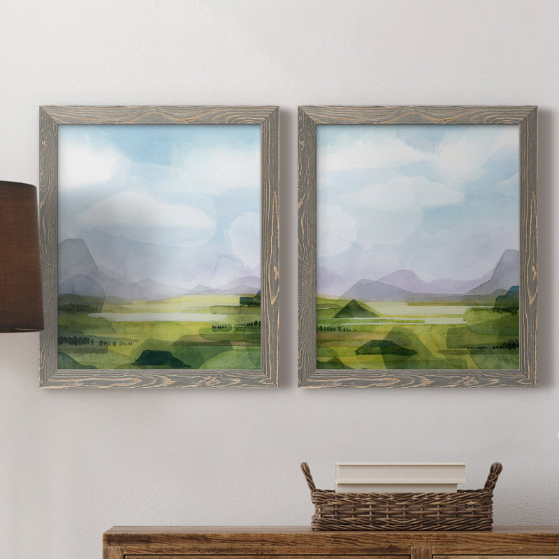 Verdant Vale I - ensemble de 2 peintures sur toile encadrées, Toile avec cadre gris, H 24 po x l 36 po x P 1,5 po