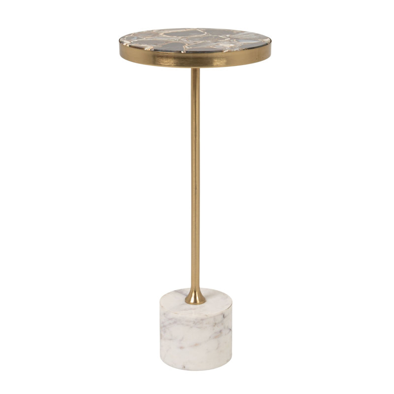 Table d'appoint ronde en métal avec plateau en marbre Sorrento