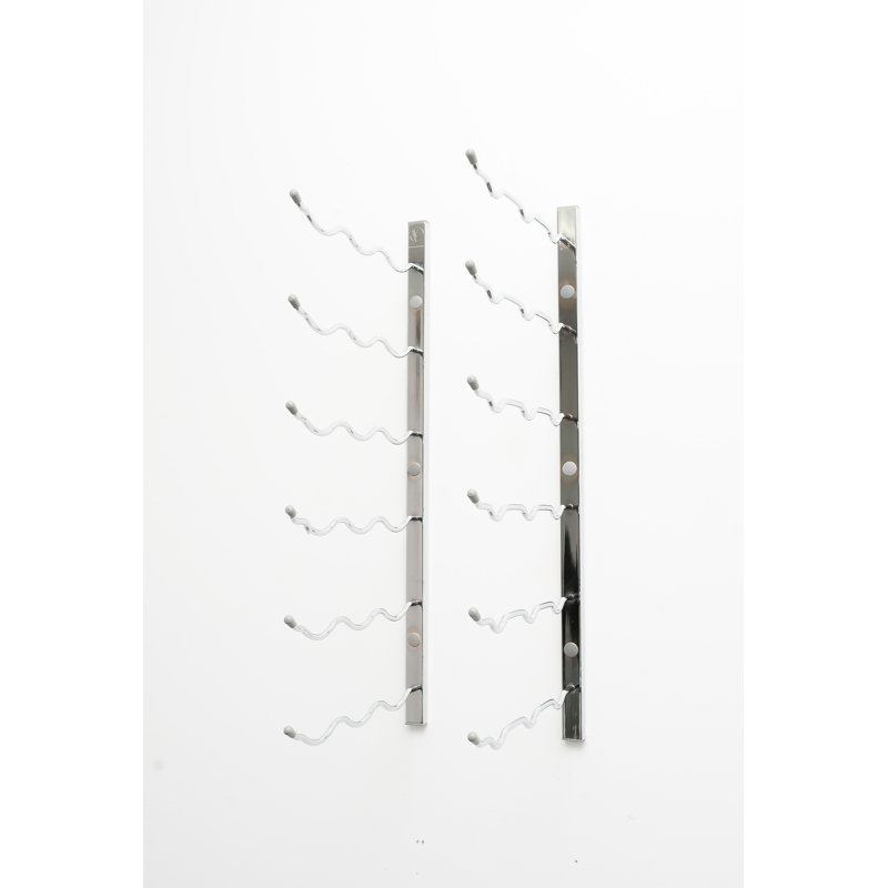 Support à vin mural pour 6 bouteilles Indurial, Chrome, 24"H x 13"W x 24"D