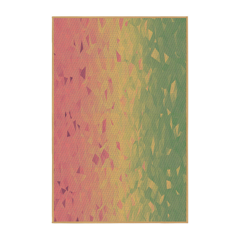 Tapis vert/jaune/rose à motifs Arlinda, Rectangle 2 pi x 3 pi