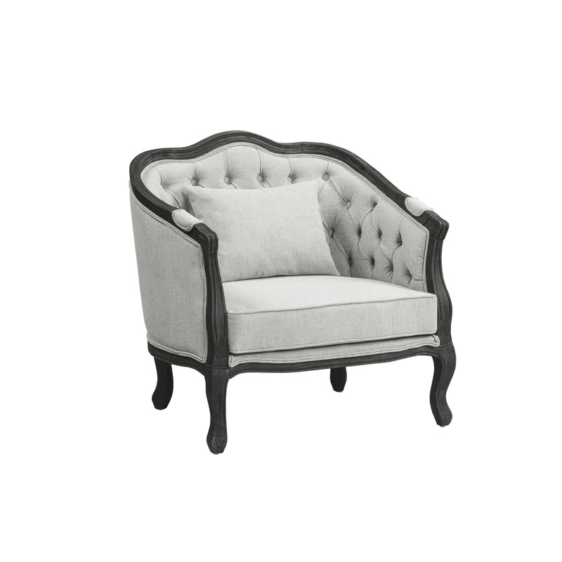 Loumans Upholstered Armchair, Gray Linen, Black