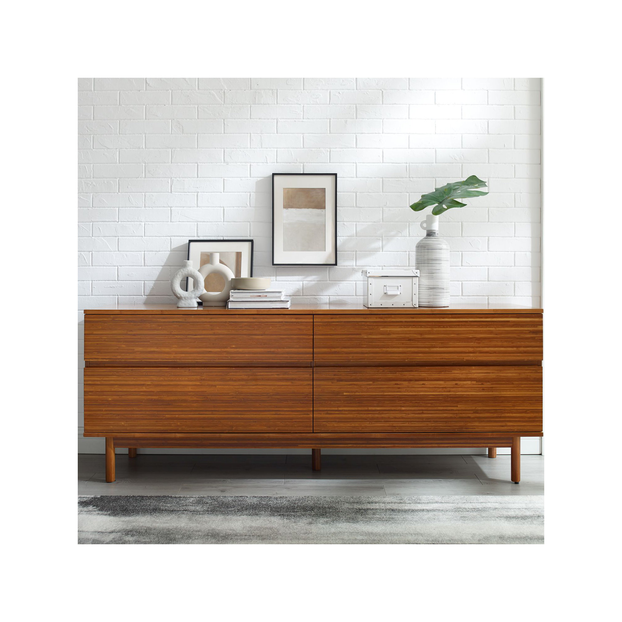 Benicio 73.5" W 4-Drawer Solid Wood Soft-Close Double Dresser
