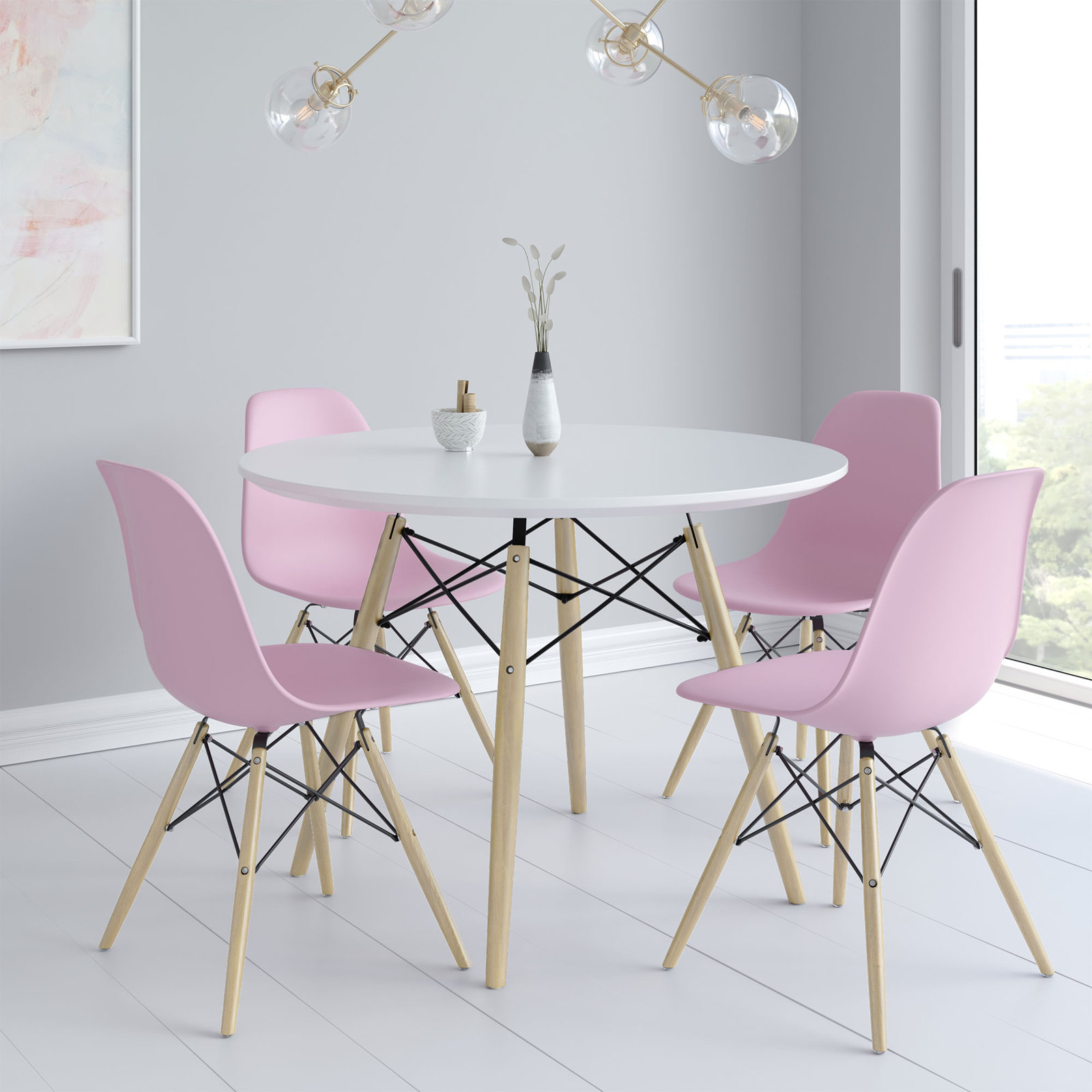 Jordan Side Chair, Pink, Natural