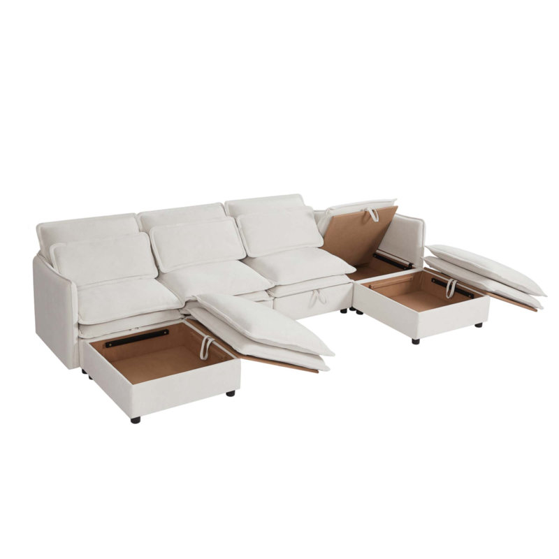 Double-Layer Cushion Modern Large U-Shaped Modular Sofa