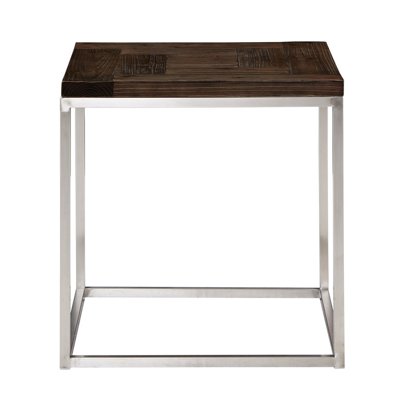 Table de bout rectangulaire en acier inoxydable Mokshit, Brun foncé