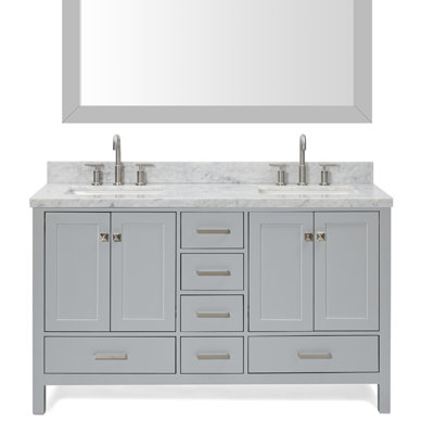 Ensemble de meuble-lavabo double 61 "avec miroir Amariani