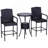 Rattan Wicker Bar Set For 3 PCS With Ice Buckets, Patio Furniture With 1 Bar Table And 2 Bar Stools For Poolside, Backyard, Porches