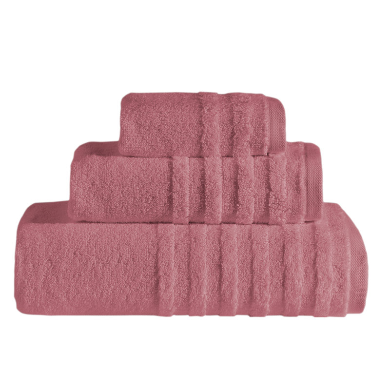 Ensemble de serviettes 100% coton 3 pièces Dorothea par SaaSoh, Corail foncé