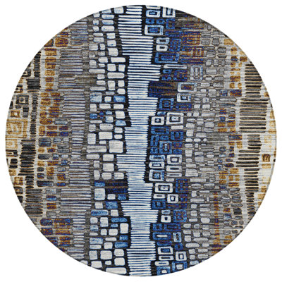 Machine Washable Indoor/Outdoor Huseby ACN2268 Geometric Rug
