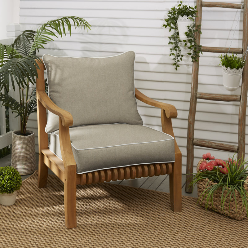 Coussin de chaise de salle à manger intérieur / extérieur Glenam, Toile Sunbrella® taupe, H 5 po x l 23 po x P 25 po