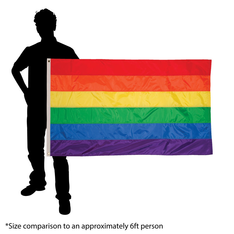 Drapeau arc-en-ciel à œillets, H 36 po x l 60 po
