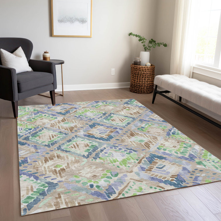 Machine Washable Indoor/Outdoor Christain ACN1326 Beige Rug
