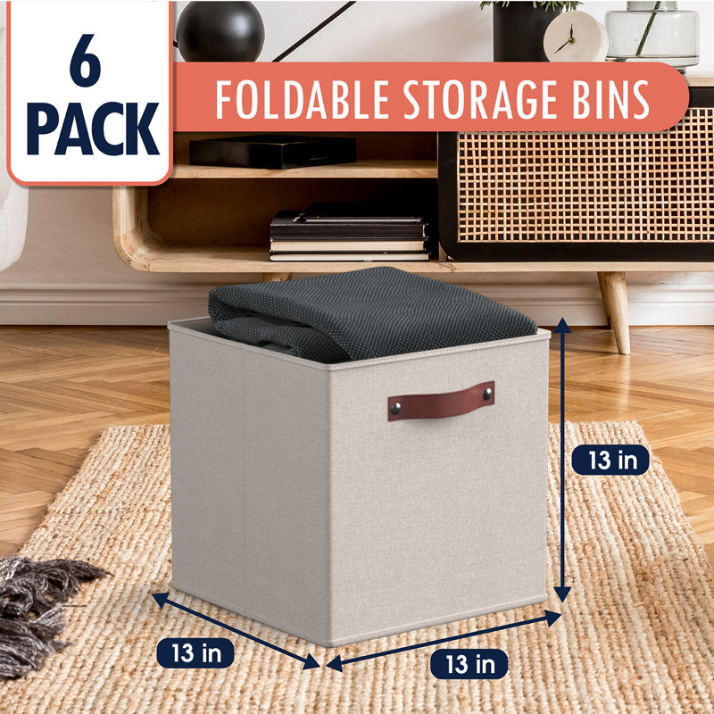 Ebern Designs Fabric Bin, 13" H x 13" W x 13" D, Beige