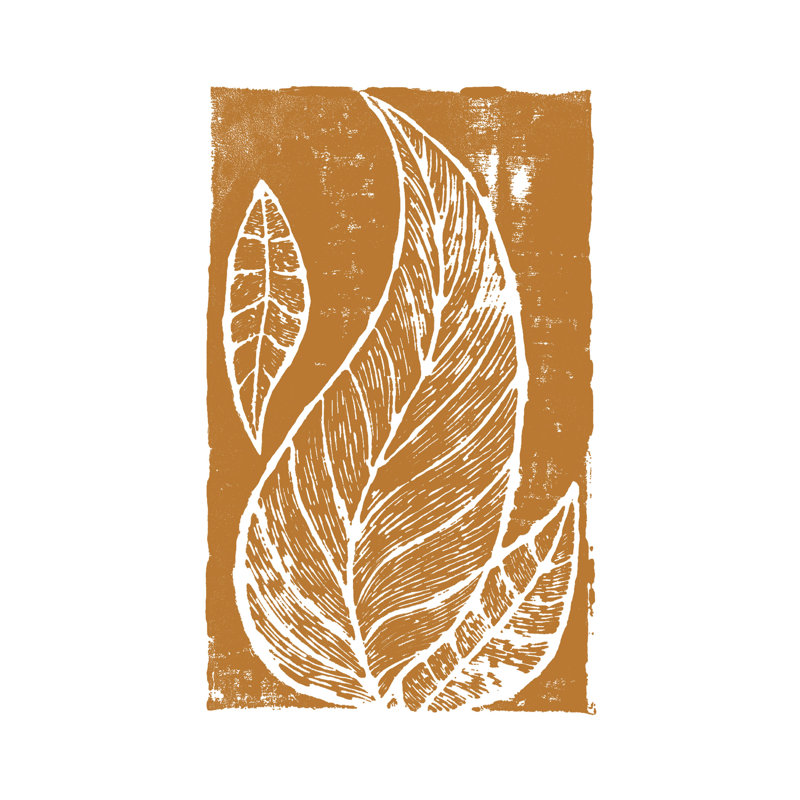 Yellow Leaf Stamp - Painting Print, Black Floater Framed, 46cm H x 30cm W