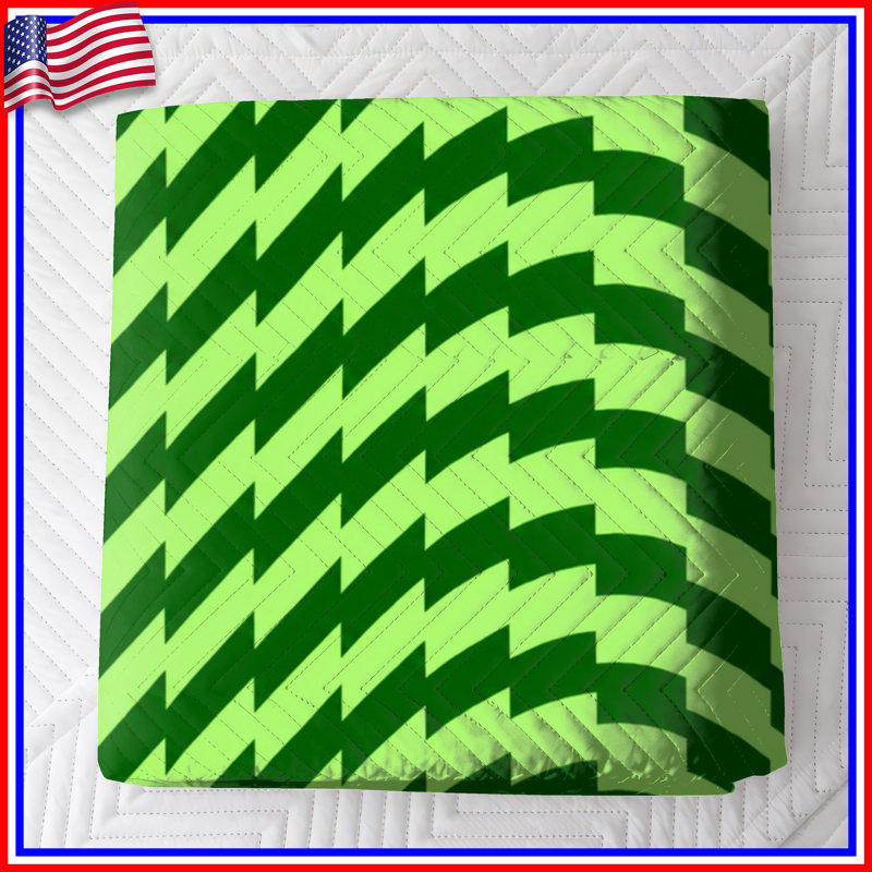 Couvre-lit matelassé vert à motif d'illusion optique toutes tailles, Twin