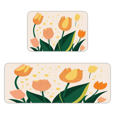 Orange Tulips, Kitchen Mats Set of 2