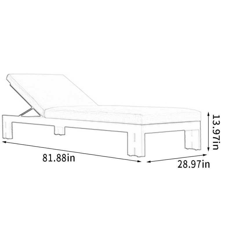 Chaise longue d'extérieur en aluminium, Noir