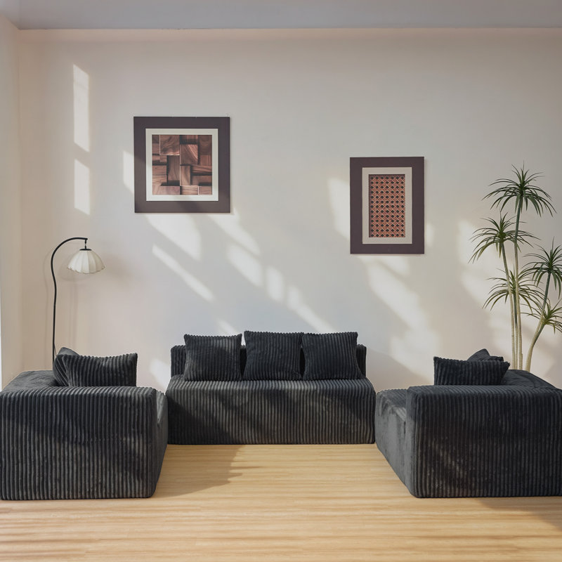 Canapé modulaire en forme de U avec méridienne 130 po.