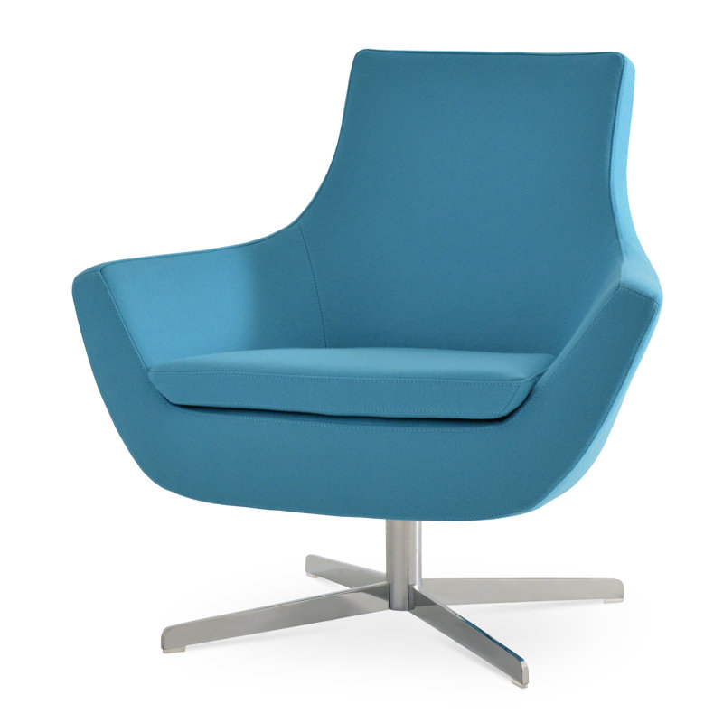 Rebecca 4 Star Swivel Lounge Chair, Orange Boucle Fabric, Chrome