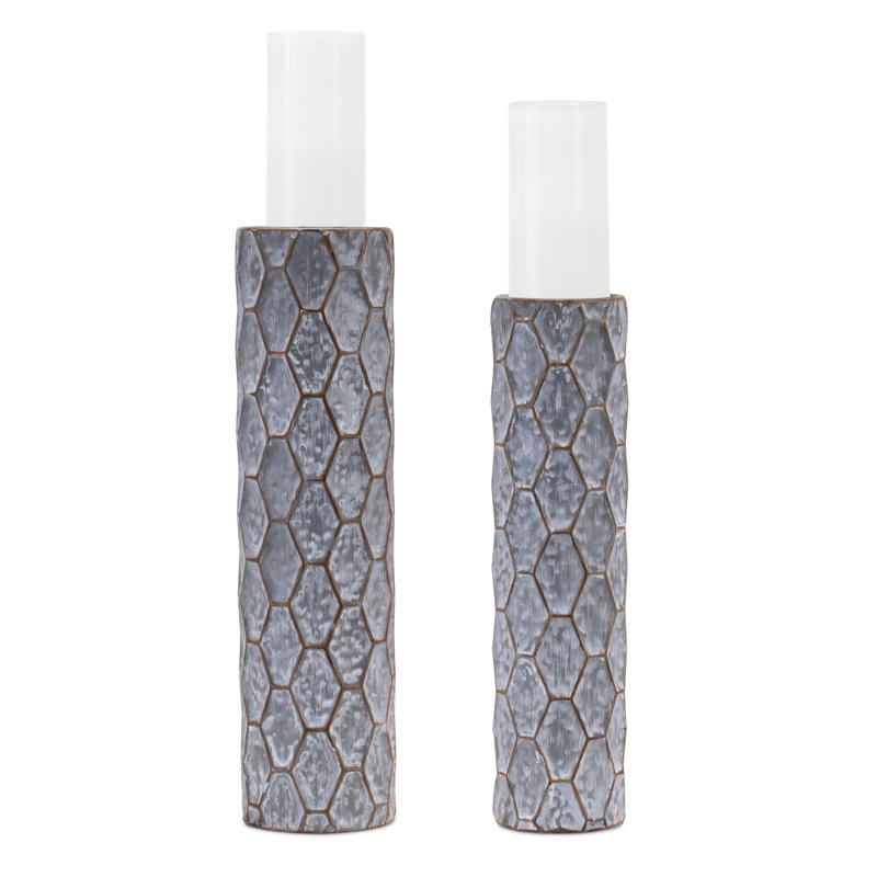 Bougeoir en métal Honeycomb (ensemble de 2)