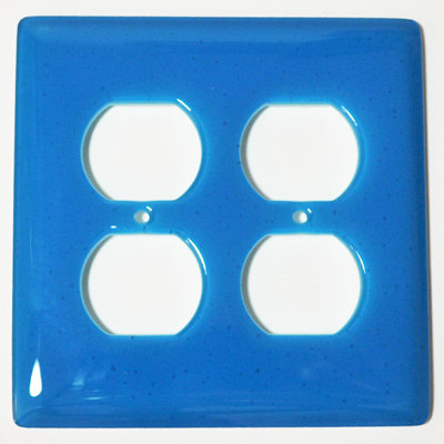 Blue Glass 2-Gang Duplex Outlet Wall Plate