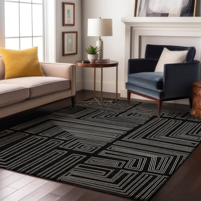 Tapis géométrique Premium lavable à la machine Harrietstown AMF1045