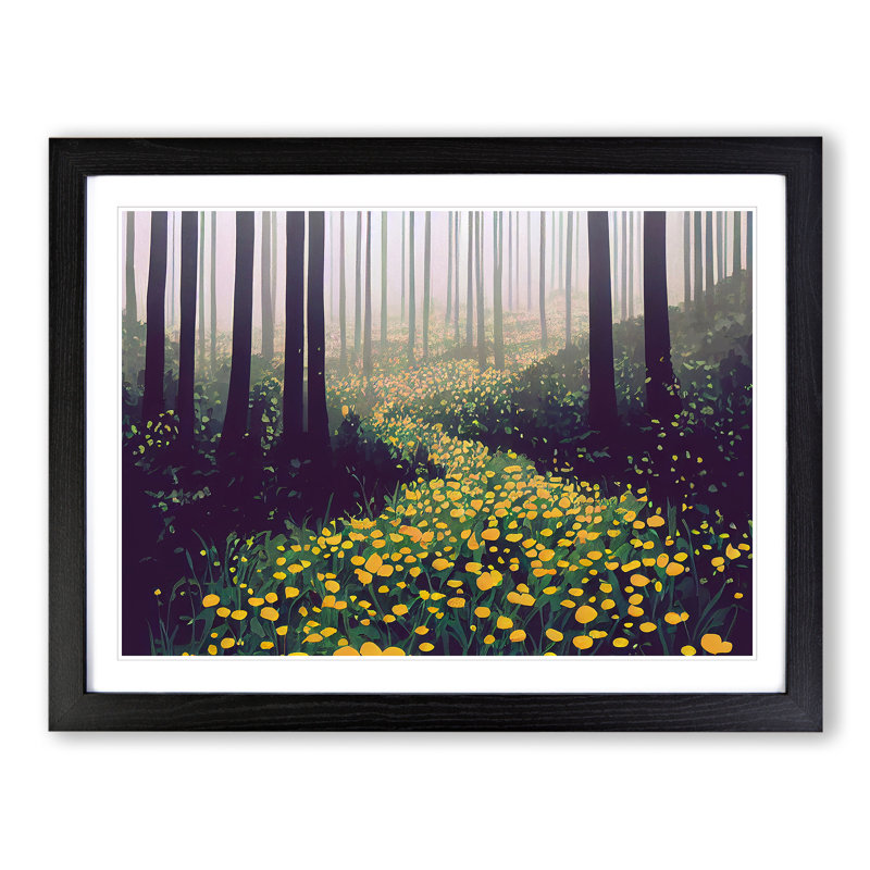 XH1022-6901X Phenomenal Spring Forest - Single Picture Frame Print, Black, 46cm H x 64cm W x 2cm D