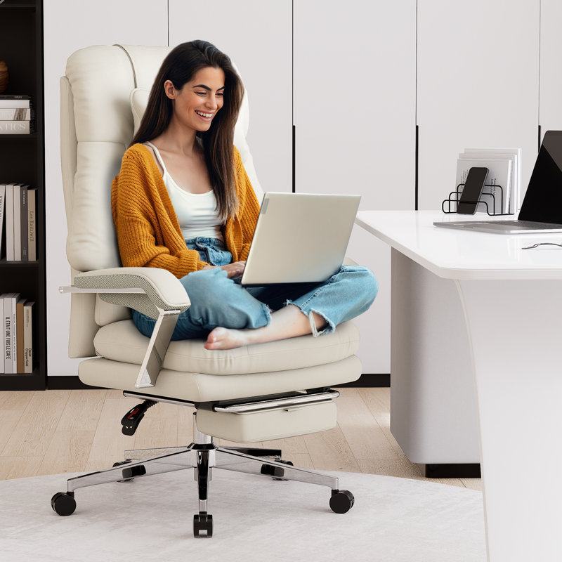 Big And Tall Office Chair, 500lbs Pu Executive Office Chair, High Back Ergonomic Office Chair With Footrest, Computer Desk Chair With Adjustable Headrest