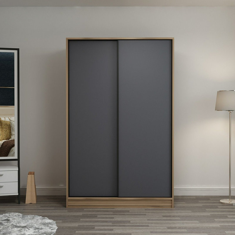 Garde-robe, H 82,7 po x l 47,2 po x P 20,5 po, Gris / Bois