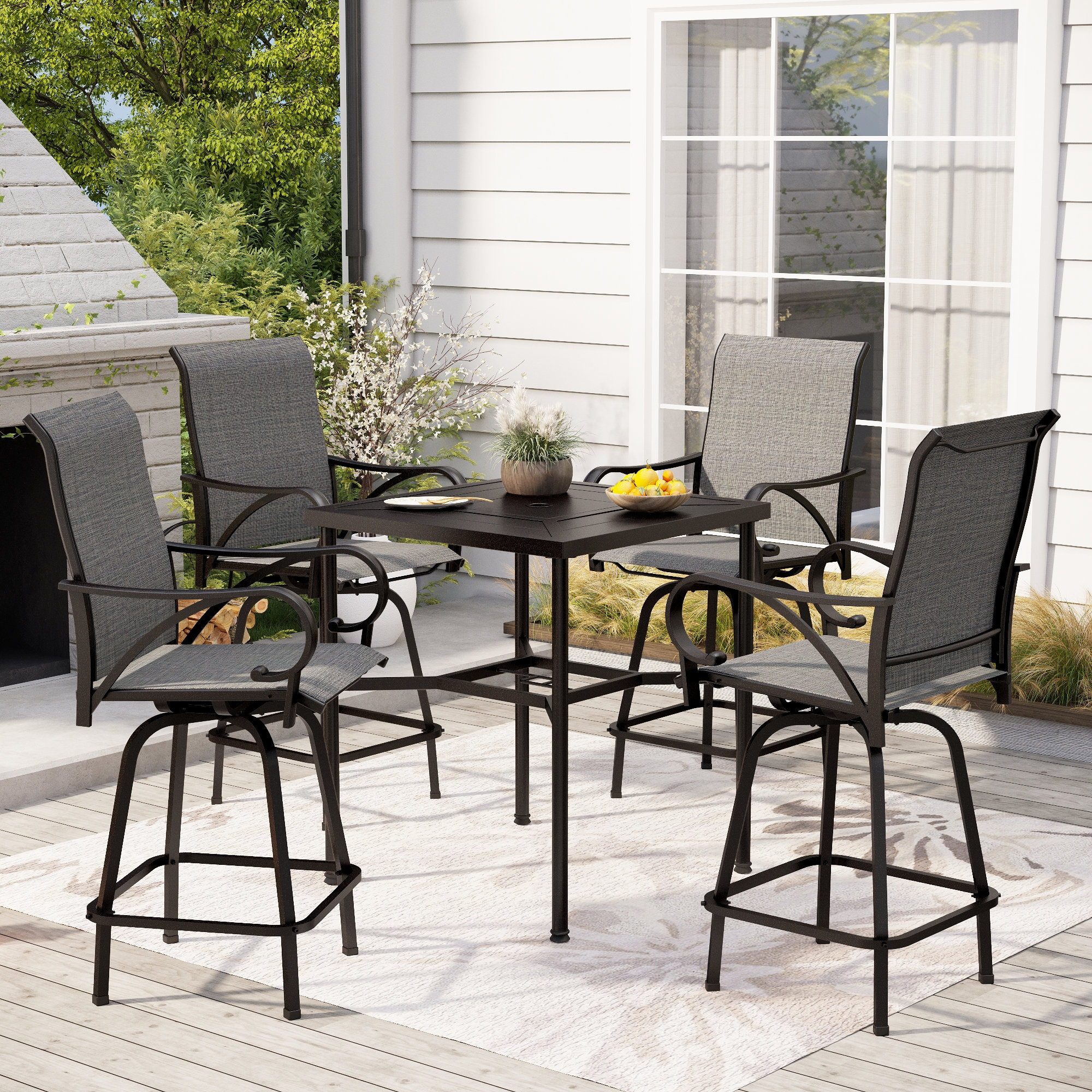 Bistro Set Person Bar Height Patio Set Flash Furniture 4-Person