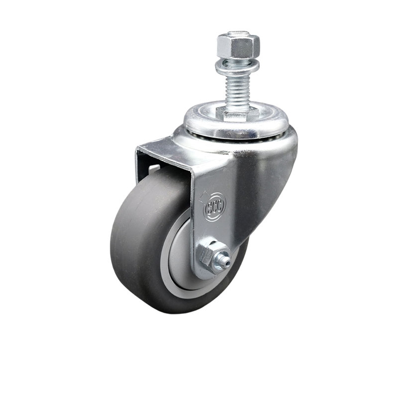 Roue de 3,5 po en caoutchouc thermoplastique pivotant à tige filetée de 12 mm SCC