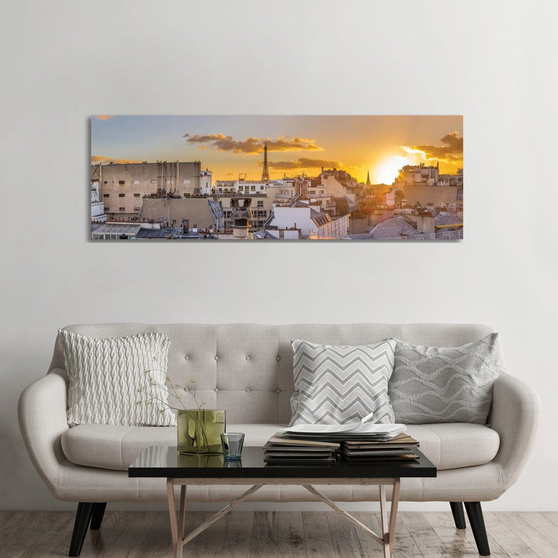 Paris Panorama In The Sunset by Karen Mandau - Wrapped Canvas Panoramic Print, 182.88 cm H x 60.96 cm W