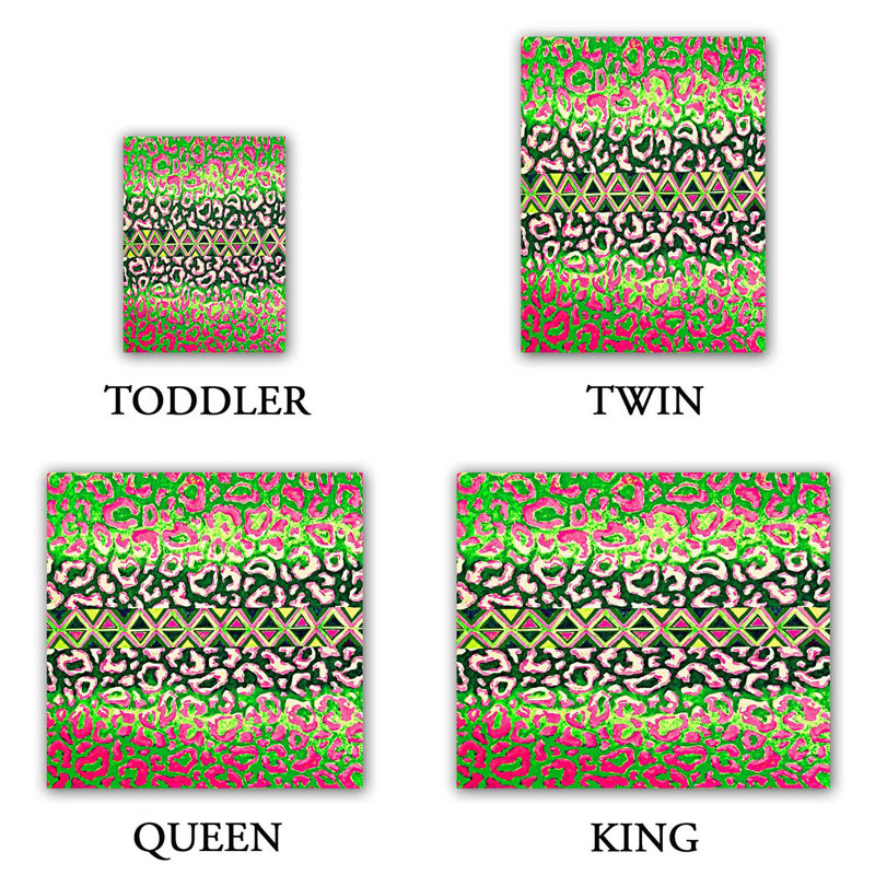 Ensemble de housse de couette leopard trail, 1 housse simple + 1 taie standard, Vert / Rouge