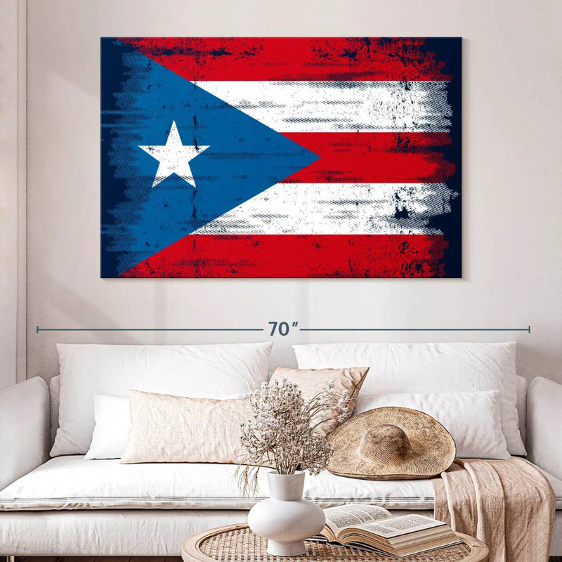Borges Dark Puerto Rican Flag, 34" H x 51" W