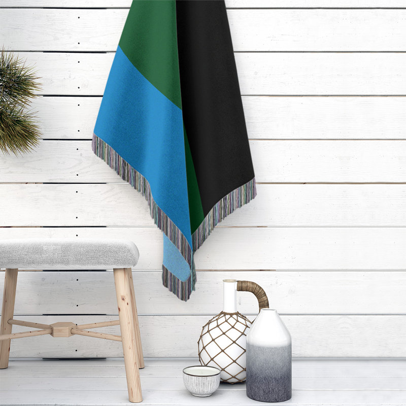 Couverture en coton Charlotte, l 50 po x L 60 po, Bleu des Grands Lacs / vert de Good Land / noir, Basketball Milwaukee