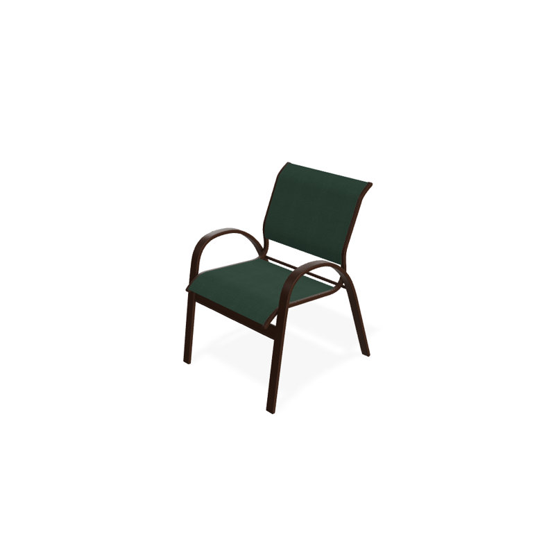 Chaise de patio empilable Hiraku, Vert forêt 22D Sunbrella® vert, Kona texturé