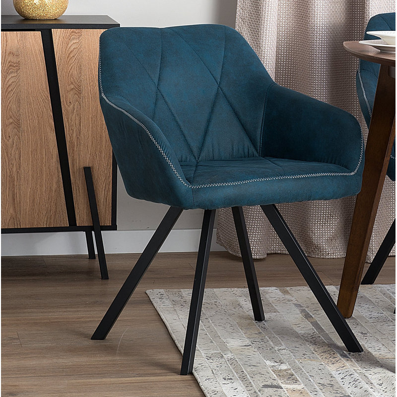 Ebeling 40cm H Polyester Blend Upholstered Side Chair, Blue