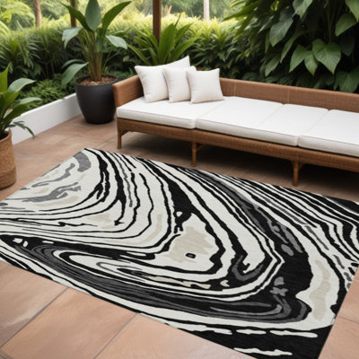 Tapis intérieur noir lavable abstrait 9 pi x 12 pi