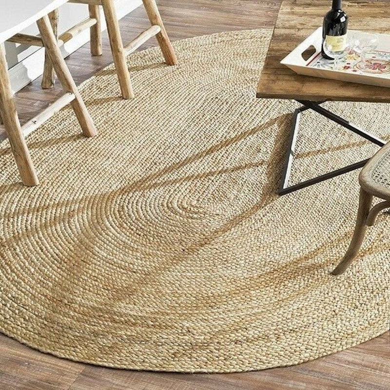 Buscher Solid Colour Jute / Sisal Hand Woven Area Rug, Oval 150 x 215cm