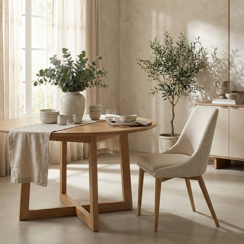 Chaise d'appoint Linden - ivoire avec pieds naturels, Ivory