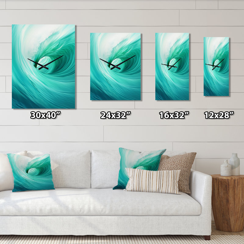 Horloge murale spirale turquoise, Grand