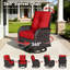 Ensemble de conversation en rotin pour 2 personnes avec table d'appoint, 2 chaises pivotantes et coussins rouges-585242516